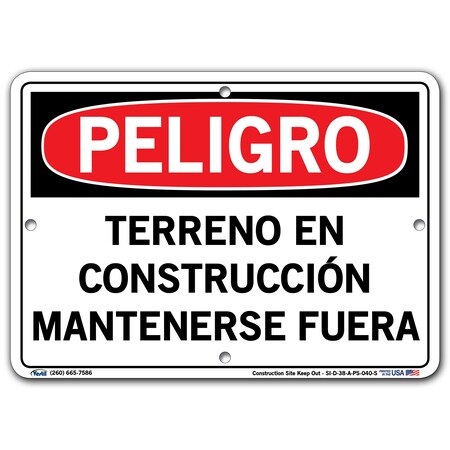 Vestil Polystyrene Sign, 7-1/2" Height, 10-1/2" Width, Polystyrene, Rectangle, Spanish SI-D-38-A-PS-040-S